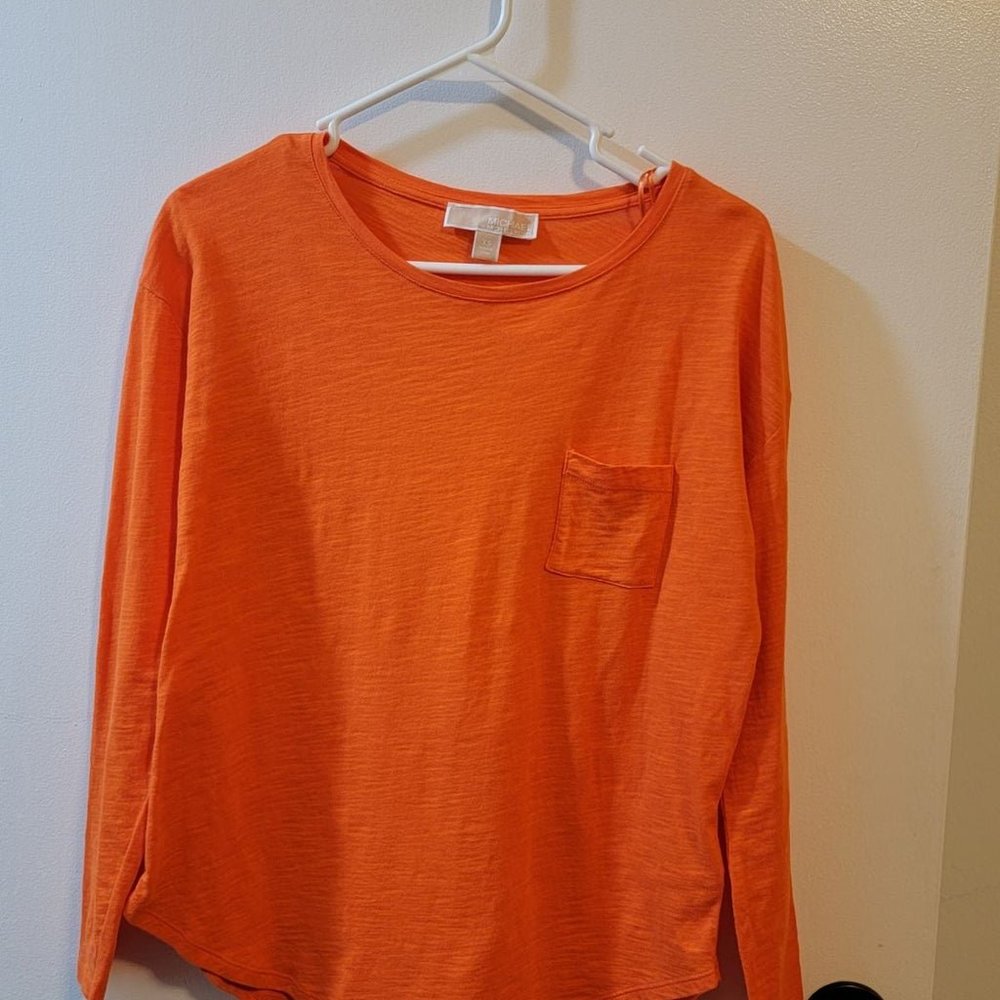 NWOT Michael Kors Womens Long Sleeve Orange Top Size XS